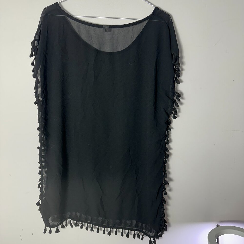 EUC Gokey Womens Black Sheer Swim Cover Shift Shirt S M Small Medium - Picture 4 of 4